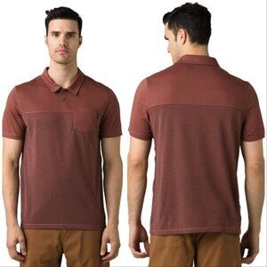 Prana Burnt Red/Brown/Mahaogany Men's Milo Polo- Golf, Office, Casual Wear